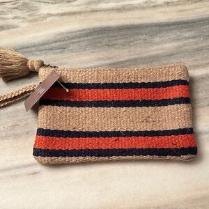 JUTE WOVEN STRIPED CLUTCH NWT